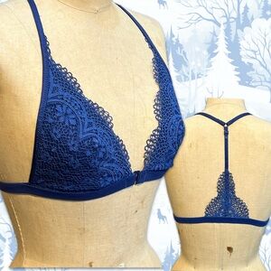 Victorias Secret Body by Victoria lace bra racer tank top back sapphire blue y2k
